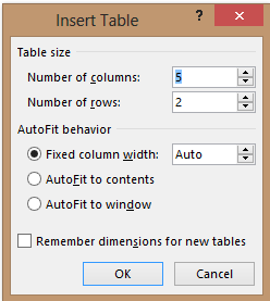 Word Insert Table